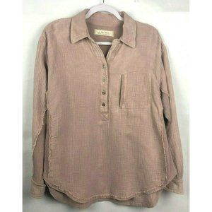 Free People We The Free Top Long Sleeve Button Front Pocket Mauve Size Small